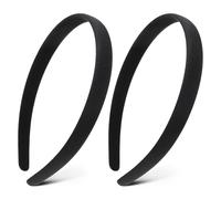 IANFAN 2 Stück Stirnband Schwarz, Haarreifen Damen Einfaches 1.5cm Haarband Modisches Haarreifen Head Bands Black Satin Headband DIY Einfach Einfarbige Haarreif Kopfband Kopfschmuck für Mädchen Damen