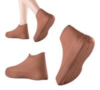 Ianulus Latex Überzieher Schuhe, Schuhüberzieher Wasserdicht, Überschuhe Regenüberzieher Schuhe Wiederverwendbare Anti-Rutsch Schuhüberzieher für Regen, Schneetag, Schlammige Straßen (Rotbraun, L)