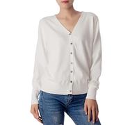 iB-iP Damen Leichter V-Ausschnitt Strickjacke Pullover Cardigan, Größe: 34, Weiß
