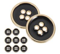 ibasenice 10 Stück Metallknopf aus Legierung für Handarbeiten und Selbstgemacht Nähen Schwarze Metallknöpfe mit 4 Löchern für Hemden und Hüte im Bastelbereich