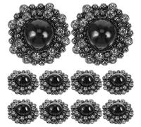ibasenice 10 Stück Schwarze Dekorative Knöpfe aus Legierung mit Strassbesatz Elegante Runde Verzierknöpfe für Anzüge und Pelze zum Nähen und Basteln