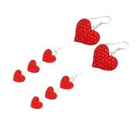 ibasenice 2 Paar Herzförmige Ohrstecker aus Legierung Rote Valentinstag Damenohrringe Festliche Ohrhänger als Geschenk