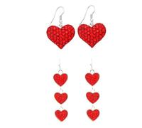 ibasenice 2 Paar Herzförmige Ohrstecker Ohrhänger Damen Rot Edelstahl Valentinstag Schmuck Geschenk für Party und Alltag