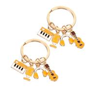 ibasenice 2 STÜCK Musikalischer Schlüsselanhänger mit Violine Mikrofon Kopfhörer und Keyboard Anhänger Kreative Musik Instrument Accessoires für Rucksack Handtasche und Autoschlüssel