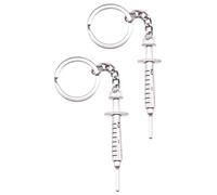 ibasenice 2 Stück Packung Silberne Metall Taschenanhänger Schlüsselanhänger mit Spritzen Design Leicht zu Befestigen Geschenkidee für Krankenschwestern als Dekoratives Accessoire