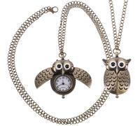 ibasenice 2 Stück Retro Eulen taschenuhr aus Bronzelegierung mit Quarzuhrwerk Vintage Fliegeruhren Anhänger Langlebige Kettenuhr für Damen und Herren Analog Präzise Zeitmessung