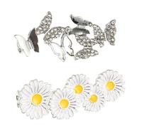 ibasenice 2 Stück Schnürsenkelclips aus Kunststoff Weiße Schuhdeko mit Schmetterlings und Gänseblümchen Motiv Schnürsenkel Schnallenclip für Alltag und Party