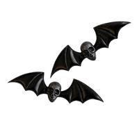 ibasenice 2 Stück Totenkopf Stabile Haarspange mit Flügeln Gothic aus Kunststoff und Pu Leder Schwarzes Punk Accessoire Halloween Haarschmuck für Damen und Cosplay