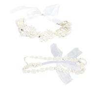 ibasenice 2stücke Teiliges Stirnband Mit Floraler Spitzenblätter-dekoration Weiches Dehnbares Haarband Für Mädchen Süßes Fotozubehör Elastisches Junge Mädchen-haarband Farblich Sortiert