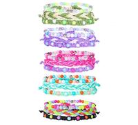 ibasenice 3 Stück Handgefertigte Bunte Perlen Wickelarmbänder Damen Böhmischer Schmuck Blau