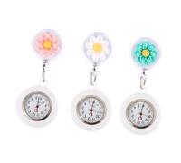 ibasenice 3 Stück Teiliges Silikon Krankenschwesteruhren mit Großem Zifferblatt Niedliche Cartoon Blumen Design Einziehbare Ansteckuhren für Frauen Einfach Abnehmbar und Hygienisch