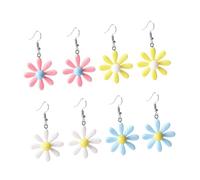 ibasenice 4 Paare Candy farbige Blumen Ohrringe Hängend Leichte Resin Gänseblümchen Ohranhänger Damen Modeschmuck Rosa Gelb Weiß Blau