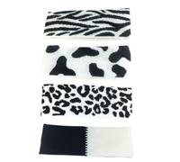 ibasenice 4 Stück Gestricktes Haarband mit Kuhmuster in Schwarz Leichtes Sport Stirnband aus Feinem Strickstoff für Damen Glatte Nähte und Feine Verarbeitung für Sport und Alltag