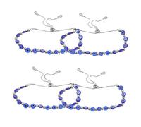 ibasenice 4 Stück Schmuckperlen Armband Böse Augenmanschette Böses Auge Für Männer Malnde -augenarmband Augenkugel Armband Rundes Perlenarmband Schmuck Für Frauen Blue