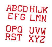 ibasenice Aufbügelbare Buchstaben Patches Gestickte Alphabet Aufnäher 26 Stück aus Rotem Stoff zum Aufbügeln zum Abdecken von Löchern für Jeans und Taschen