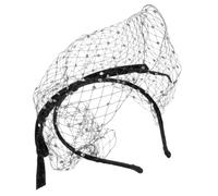 ibasenice Elegantes Brautschleier Stirnband aus Schwarzem Tüll mit Dekorativem Strass und Zartem Schleierdesign für Damen als Stilvoller Haarschmuck zum Jubiläum oder Geburtstag
