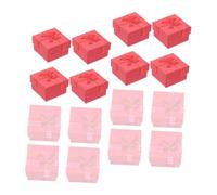 ibasenice Europäische Schmuckschatulle aus Papier für 24 Ringe Dekoratives Ringkästchen in Rot und Rosa zum Aufbewahren Kleiner Gegenstände bei Hochzeiten und Jubiläen