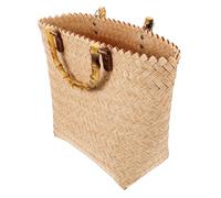 ibasenice Große Gewebte Strandtasche aus Pvc im Vintage Französischen Design Geräumige Umhängetasche für Damen für Strand und Urlaub in Beige