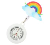 ibasenice Leichte Quarzuhr mit Silikonhülle und Abnehmbarem Deckel Einziehbare Reversuhr für Krankenschwestern Charmantes Regenbogen Design als Geschenk