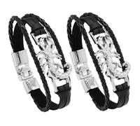 ibasenice Pu Leder Armband Herren Punk Armband Mit Metallverschluss 2 Stück Gothic Schmuck Für Alltag Party Und Hip Hop