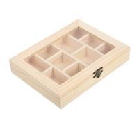 ibasenice Unfertige Holzkassette mit 10 Fächern und Transparentem Deckel Holz Schmuckkästchen zum Selbermachen für Kinder Praktisches Selbstgemacht Aufbewahrungsbox ohne Grate