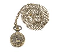 ibasenice Vintage Elch Taschenuhr mit Kette, Leichte Hängeuhr für | Goldfarbene Legierung, Glas und Metall, Druckkrone Öffnet Deckel, Dekorativ für Kostüm, Tragbar