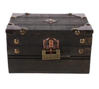 ibasenice Vintage Holz Schatztruhe mit Zahlenschloss für Schmuckaufbewahrung und Dekoration Schwarze Aufbewahrungsbox für Kinderzimmer und Kindergeburtstag