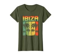 Ibiza Retro Style T-Shirt 2021/2022 T-Shirt, Damen, Olivgrün, XL