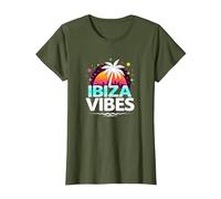 Ibiza Vibes Retro-Party im Tropenparadies T-Shirt, Damen, Olivgrün, XL