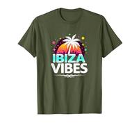 Ibiza Vibes Retro-Party im Tropenparadies T-Shirt, Herren, Olivgrün, XL