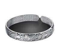 Ibralet 925 Sterling Silber Armband, Männer Und Frauen Vintage Thai Silber Drache Und Phoenix Armreifen, Mode 925 Silber, Schmuck Accessoires Festival Paar Geschenk Der Freundschaft