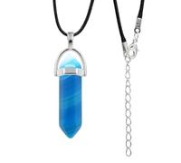 IBUKA Stein Kette, Blaue Achat-Stein-Halskette, Facettierte Sechseckige Edelstein-Anhänger-Halsketten, Reiki-Chakra-Edelstein-Halsketten, Bezaubernder Schmuck Für Frauen, Männer, Mädchen