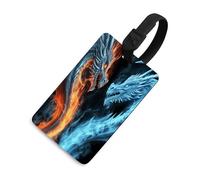 Ice and Fire Dragons Gepäckanhänger für Koffer mit Namensausweis, Sichtschutz, Reisekofferanhänger mit Gurt, TPU-Gepäckanhänger, Gepäckkennzeichnung, Reisezubehör, Schwarz, Einheitsgröße