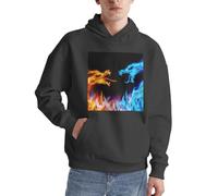 Ice And Fire Dragons Herren-Pullover, Kapuzenpullover, langärmelig, lässig, Sweatshirt mit Tasche für den täglichen Gebrauch, Deep Heather, XXL