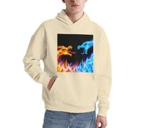 Ice And Fire Dragons Herren-Pullover, Kapuzenpullover, langärmelig, lässig, Sweatshirt mit Tasche für den täglichen Gebrauch, khaki, XXL