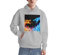 Ice And Fire Dragons Herren-Pullover, Kapuzenpullover, langärmelig, lässig, Sweatshirt mit Tasche für den täglichen Gebrauch, grau, XXL