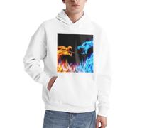 Ice And Fire Dragons Herren-Pullover, Kapuzenpullover, langärmelig, lässig, Sweatshirt mit Tasche für den täglichen Gebrauch, weiß, XXL