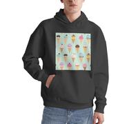 Ice Cream Cones Herren-Pullover, Kapuzenpullover, langärmelig, lässig, Sweatshirt mit Tasche für den täglichen Gebrauch, Deep Heather, XXL
