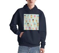 Ice Cream Cones Herren-Pullover, Kapuzenpullover, langärmelig, lässig, Sweatshirt mit Tasche für den täglichen Gebrauch, marineblau, XXL