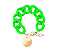 ICE - Jewellery - Chain bracelet - Flashy green - Gold - Kettenarmband mit grünfarbenen XL-Maschen für Frauen, geschlossen mit einer goldenen Medaille (020922)