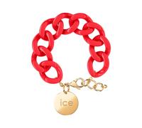ICE - Jewellery - Chain bracelet - Red passion - Gold - Kettenarmband mit rotfarbenen XL-Maschen für Frauen, geschlossen mit einer goldenen Medaille (020929)