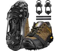 Ice Klampen Steigeisen mit 10 Zähne,Spikes für Schuhe Schuhkrallen Spikes Ice Klampen Spikes für Wanderschuhe Steigeisen Grödel Eisspikes Anti Rutsch (Stahlnagel+Klettverschluss, M)