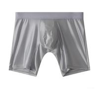 Ice Silk Herren-Boxershorts, Satin-ähnlich, schnell trocknend, mit ergonomischer Tasche, hochelastisch, atmungsaktiv, Schlafshorts für Frühling, Sommer, Herbst, Winter, Hellgrau, Größe M (XXL