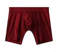 Ice Silk Herren-Boxershorts, Satin-ähnlich, schnell trocknend, mit ergonomischer Tasche, hochelastisch, atmungsaktiv, Schlafshorts für Frühling, Sommer, Herbst, Winter, Hellgrau, Größe M (XXL, Rot)