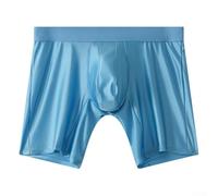 Ice Silk Herren-Boxershorts, Satin-ähnlich, schnell trocknend, mit ergonomischer Tasche, hochelastisch, atmungsaktiv, Schlafshorts für Frühling, Sommer, Herbst, Winter, Hellgrau, Größe M (XXL Blau)