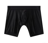 Ice Silk Herren-Boxershorts, Satin-ähnlich, schnell trocknend, mit ergonomischer Tasche, hochelastisch, atmungsaktiv, Schlafshorts für Frühling, Sommer, Herbst, Winter, Hellgrau, Größe M (XXL, Schwarz