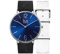 ICE-WATCH - CITY Norwich - Schwarze Herrenuhr mit Lederarmband + zusätzliches Nylonband - 001371 (Medium)