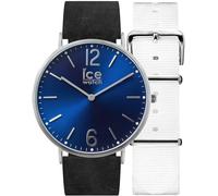 ICE-WATCH - CITY Norwich - Schwarze Herrenuhr mit Lederarmband + zusätzliches Nylonband - 001371 (Medium)