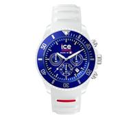 ICE-WATCH - Ice cocorico Chrono Blue White red - Weiße Herrenuhr mit Silikonarmband - 023252 (Medium)