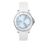 Ice-Watch - ICE steel White pastel blue - Silbergraue Damenuhr mit Silikonarmband - 020365 (Small)
